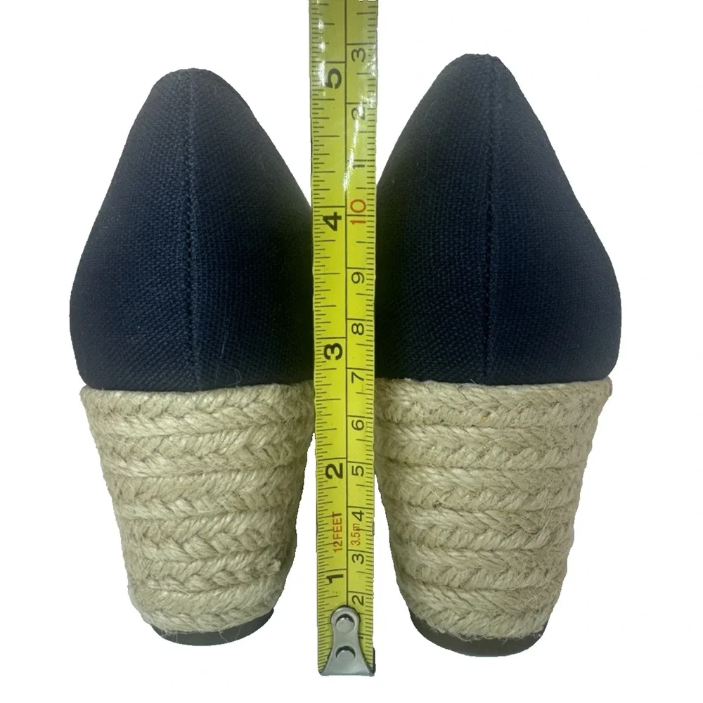 Bandolino Womens Navy Peep Toe Espadrille Wedge Sandals Blue Nuri 9.5 M